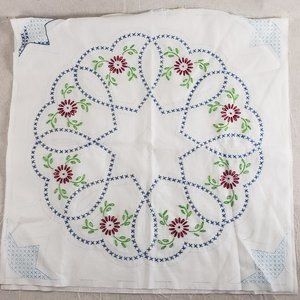 Vintage Stamped Embroidery Cotton Fabric Panels